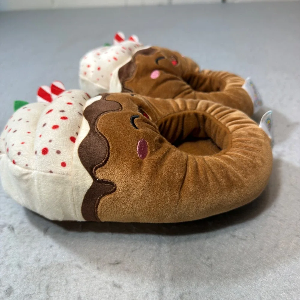 Squishmallows Plush Slippers Kids Size Small Brown Hot Cocoa Sundae Holiday Gift